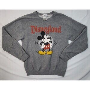 Vintage Disneyland Gray Pullover Crew Neck Sweatshirt Mickey Mouse Unisex Small
